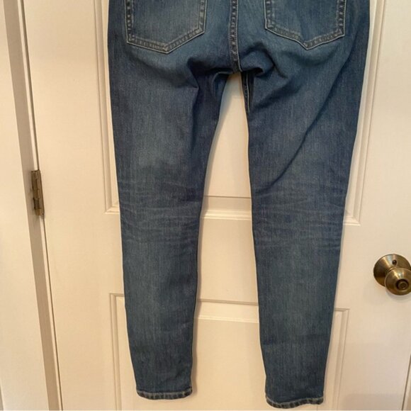 EVERLANE JEANS SLIM STRAIGHT MEDIUM BLUE WASH DENIM FADE WHISKERING SIZE 27 - Picture 7 of 9